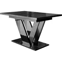 Mirjan 24 Table à manger extensible 120x80 cm GIBON - marbre noir / noir brillant