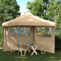 Prolenta Maison Exclusive - Tente de réception pliable Pop-Up avec 2 panneaux latéraux, beige