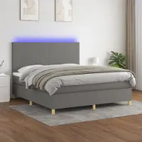 Prolenta Maison Exclusive - Sommier à lattes de lit et matelas et LED Gris foncé 180x200 cm