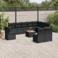 Prolenta Maison Exclusive - Salon de jardin 11 pcs avec coussins noir résine tressée
