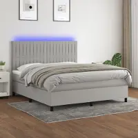 Prolenta Maison Exclusive - Sommier à lattes de lit et matelas et LED Gris clair 180x200 cm