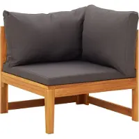 Syfax Canapé d'angle avec coussins gris foncé Bois d'acacia solide