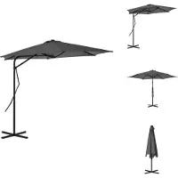 vidaXL Parasol avec mât en acier 300 cm Anthracite - Parasols & Protection solaire