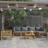 Prolenta Maison Exclusive - Ensemble de salon de jardin 7 pièces avec coussins, en bois massif d'acacia
