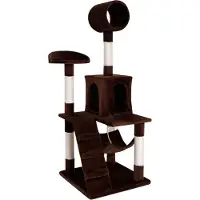 Lionto Arbre à chat, arbre à chat élégant de 133 cm, recouvert de peluche, troncs en sisal robustes & surfaces de repos polyvalentes, marron