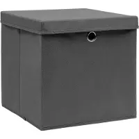 vidaXL Boîtes de rangement avec couvercles 10 pcs. Gris 32x32x32 cm Tissu