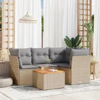 Prolenta Maison Exclusive - Salon de jardin avec coussins 5pcs mélange beige résine tressée