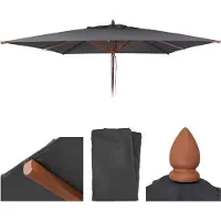 Mendler Housse de remplacement pour parasol en bois pour l'industrie de la restauration, modèle HWC-C57b, housse de parasol carrée, 3x3 mètres, en polyester, couleur anthracite