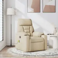Syfax Fauteuil de massage inclinable Crème Tissu