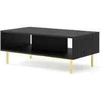 Furnlux Classic FURNLUX Table basse Ravenna B Noir Et Or 90cm / Couleur principale : Noir / Dimensions : 90 x 45 x 60 cm