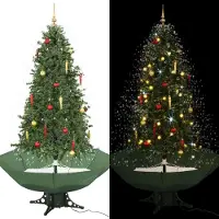 Prolenta Maison Exclusive - Sapin de Noël enneigé avec pied parapluie, vert, 190 cm