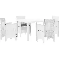 Syfax Ensemble de salle à manger pour jardin 5 pc Blanc Polypropylène