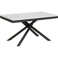 Ityhome - Table extensible 160/264x90 cm Karida Evolution frêne blanc cadre et pieds anthracite