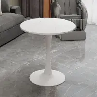 SUCCESS COURIER Table basse blanche de 70 cm, table à manger de style moderne du milieu du siècle, pouvant accueillir 2 à 4 personnes, avec un plateau rond en marbre
