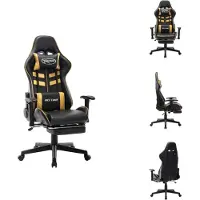 vidaXL Chaise de jeu avec repose-pieds Noir et Or Similicuir - Fauteuil de jeu
