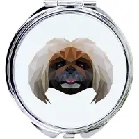 Art-Dog Pékinois, chien du palais de Pékin - Miroir avec photo et impression géométrique de la marque