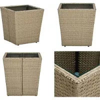 vidaXL Table d'appoint Beige 41,5x41,5x44 cm Poly rotin et verre trempé - Table d'appoint - Tables d'appoint - Tables basses