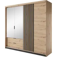 Furnlux Classic FURNLUX Armoire Tally Beige Et Noir 220cm / Couleur principale : Beige / Dimensions : 220 x 211 x 60 cm