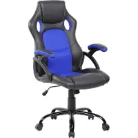 Generic Rebecca Mobili Chaises de bureau en similicuir et nylon, noir et bleu