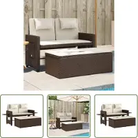 The Living Store Banc de jardin Réglable avec coussins Marron Poly Rattan