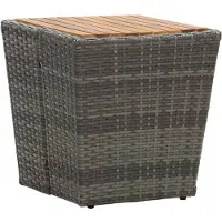 Syfax Table à thé gris 41,5x41,5x43cm résine tressée et bois d'acacia