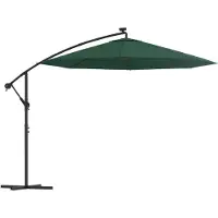 Syfax Parasol avec éclairage LED 300 cm Poteau en métal Vert