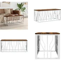vidaXL Table basse acier inoxydable et vieux bois massif - Table basse - Tables basses - Table d'appoint - Table de salon