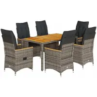 Syfax Ensemble à manger de jardin et coussins 7 pcs gris rotin
