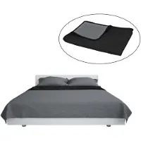 Syfax Couvre-lit à double face matelassé 230 x 260 cm Gris et noir