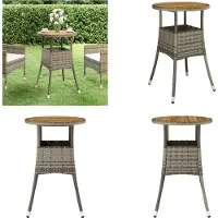 vidaXL Table de jardin Ø60x75 cm Acacia et Poly Rattan Gris - Table de jardin - Tables de jardin - Table à manger d'extérieur