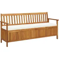 The Living Store Banc avec espace de rangement et coussin d'assise 170 cm bois massif acacia