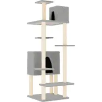 Syfax Arbre à chat avec griffoirs en sisal Gris clair 154 cm