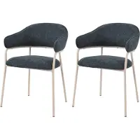 Rebecca Mobili Chaises Guanabana 82,5x57x56,5 Tissu polyester Acier Bleu pétrole Blanc Moderne SET 2 pièces