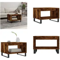 vidaXL Table basse chêne fumé 60x50x40 cm Bois composite - Table basse - Tables basses - Table d'appoint - Table de salon