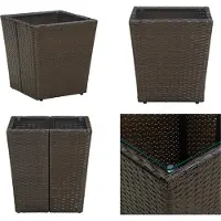 vidaXL Table d'appoint Marron 41,5x41,5x44 cm Poly rotin et verre trempé - Table d'appoint - Tables d'appoint - Tables basses