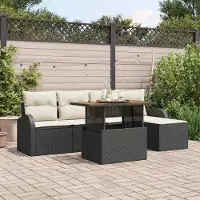 Prolenta Maison Exclusive - Ensemble de salon de jardin, 6 pièces, noir et crème