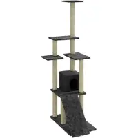 Syfax Arbre à chat avec griffoirs en sisal Gris foncé 155 cm