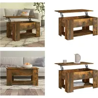 vidaXL Table basse chêne fumé 79x49x41 cm Bois composite - Table basse - Tables basses - Table basse réglable en hauteur - Table d'appoint