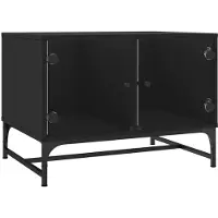 Syfax Table basse avec portes en verre noir 68,5x50x50 cm