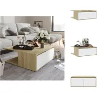 vidaXL Table basse Blanc et Chêne Sonoma 80x80x31 cm Bois composite - Tables basses