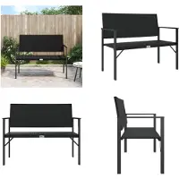 vidaXL Banc de jardin 2 places Noir Polyrotin - Banc de jardin - Bancs de jardin - Banc d'extérieur - Banc public