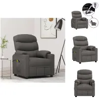 vidaXL Fauteuil de massage électrique gris foncé Tissu - Fauteuil de massage