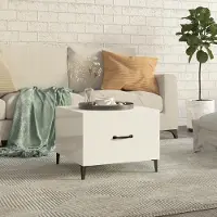 vidaXL Table basse avec pieds en métal blanc brillant 50x50x40 cm - Table basse - Tables basses - Table d'appoint - Table d'accentuation