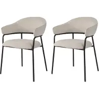 Rebecca Mobili Chaises Bakla 82,5x57x56,5 polyester tissé acier blanc perle noir Moderne SET 2 pièces