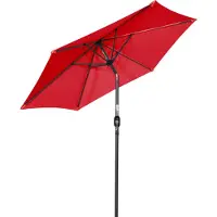 Angel Living Parasol 300cm Protection solaire inoxydable en acier et polyester rouge
