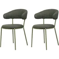 Rebecca Mobili Chaises Zeita 80,5x47,5x57,5 Tissu polyester Acier Vert Moderne SET 2 pièces