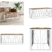vidaXL Table basse argentée Acier inoxydable et vieux bois massif - Table basse - Tables basses - Table d'appoint - Table de salon
