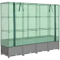 Syfax Jardinière surélevée avec housse aspect rotin 160x40x138 cm