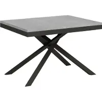 Ityhome - Table extensible 120/380x90 cm Karida Evolution gris béton cadre et pieds anthracite