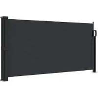 Syfax Auvent latéral rétractable, brise-vue extérieur, polyester enduit PU, résistant UV et eau, cadre acier aluminium, 100x500 cm, noir